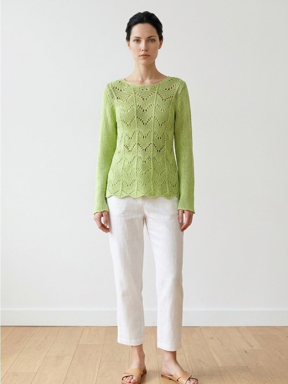 Chico’s Jenna Scalloped Crew Neck Sweater